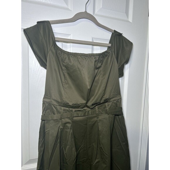 STAR STYLE Women Olive Green Cap Sleeve Trench-Style Belted Midi Dress SZ 1X - Picture 8 of 8